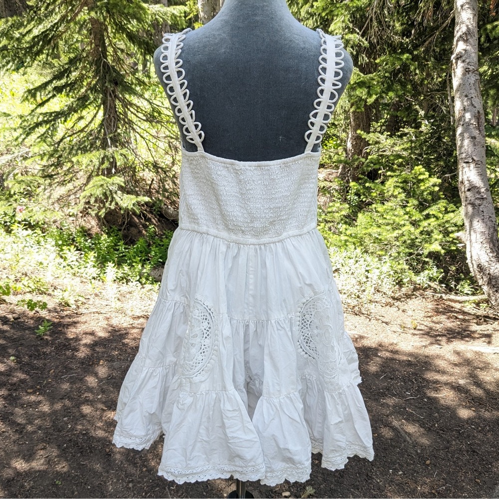 Forever That Girl Adrianna Lace Romper L White Wide Bloomer Shorts Boho Smocked - Picture 5 of 16